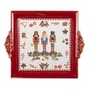 Decorative Tray Red White 30x26x3 cm