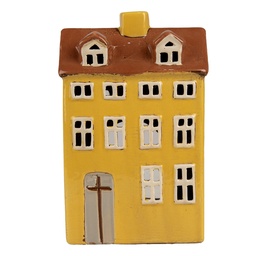 [6CE1885] Porte-lampes de Noël chalet Jaune Marron 12x8x18 cm