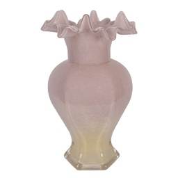 [6GL5495] Vaso Vetro Rosa Giallo Ø 14x25 cm