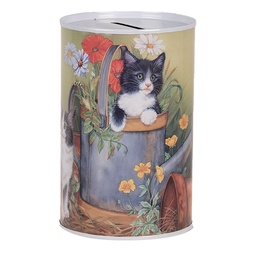 [6BL0168] Money box Green Brown Ø 8x13 cm
