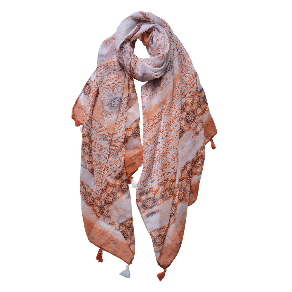 Foulard Donna Stampato Arancio 90x180 cm
