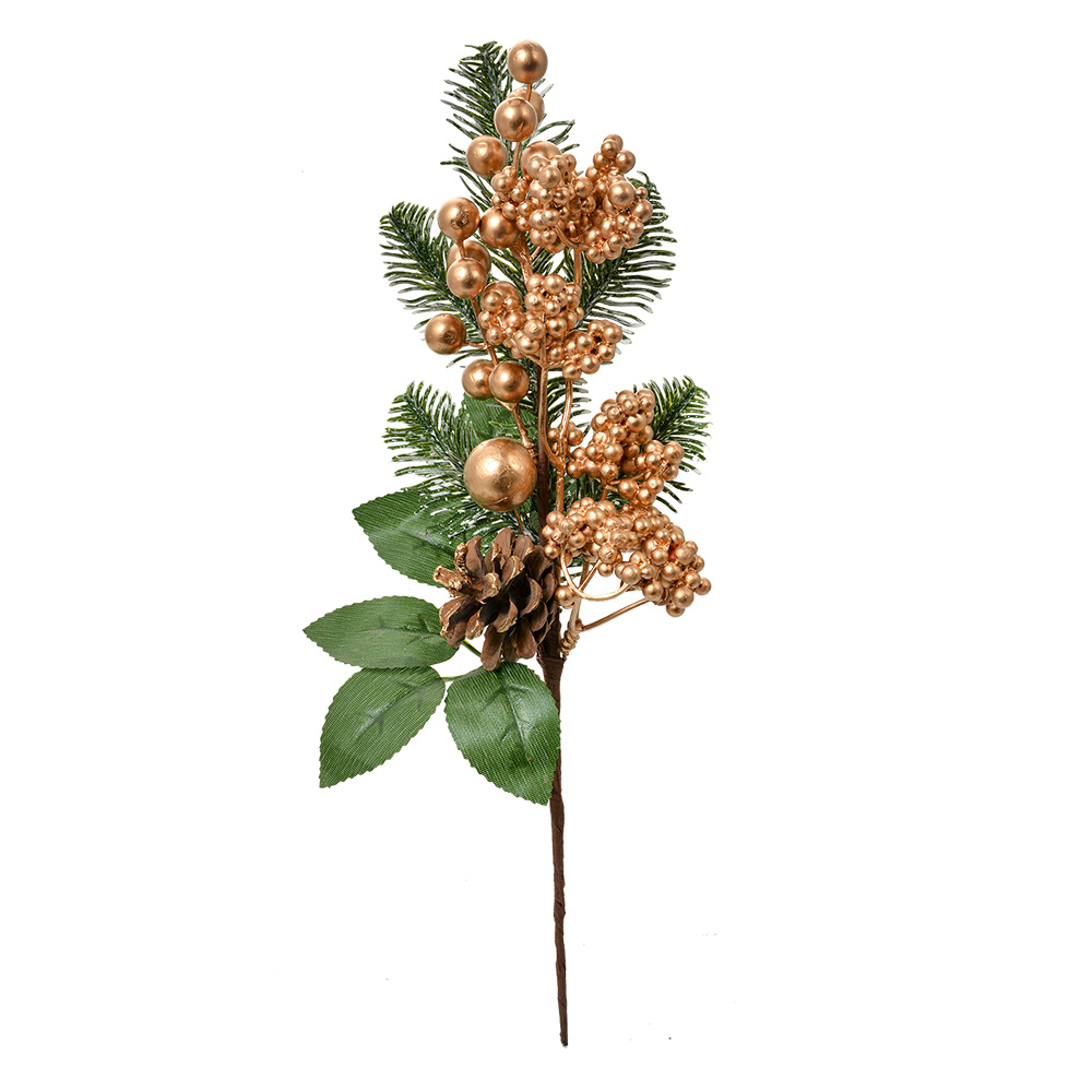 Rami Artificiali Decorazione Natale Color oro Verde 10x5x33 cm