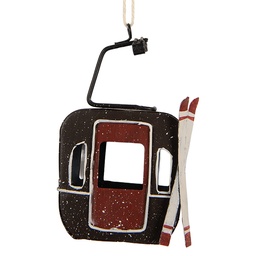 [6Y6048] Décoration Télécabine Gris Rouge 7x5x12 cm