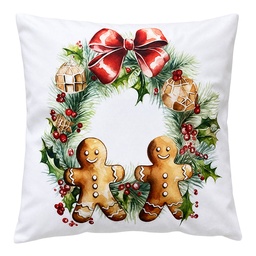 [KG023.240] Cushion filled White Brown 45x45x4 cm