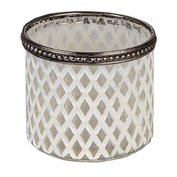 [6GL3331] Porte-lampion en verre Blanc Ø 8x7 cm