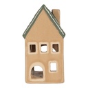 Portacandele Natale Casette Beige Verde 6x6x11 cm