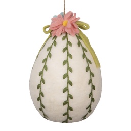 [65959] Ciondolo Decorativo Uovo Bianco Verde Ø 18x27 cm