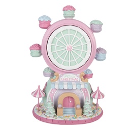 [6PR6239] Decorazione Ruota panoramica con LED Rosa Verde 23x17x31 cm / 2xAA