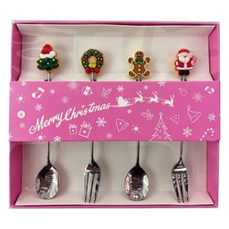 [67030] Dessert cutlery Silver coloured Red (4) 2x12 cm