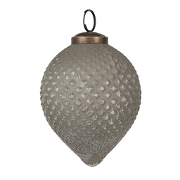 [6GL4516] Boule de Noël Gris Ø 8x10 cm