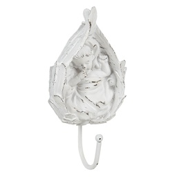[6PR3518] Wall Hook Leaf White 8x5x17 cm