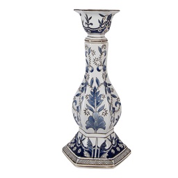 [6CE2384L] Kerzenständer Weiß Blau Ø 18x36 cm