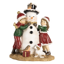 [6PR5679] Decorazione Natalizie Bambini con Pupazzo di neve Rosso Bianco 13x10x16 cm