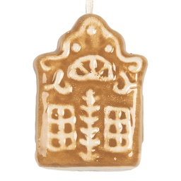[6CE2358] Ciondolo di decorazione di una Casetta Marrone Bianco 4x4x5 cm