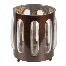 [6Y4628] Tealight Holder Brown Ø 14x13 cm