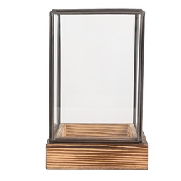 [6GL5366] Deko mini Gewächshaus Transparent Braun 12x12x19 cm