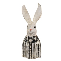 [6PR4090] Décoration des Lapin Blanc Or Noir 16x14x42 cm
