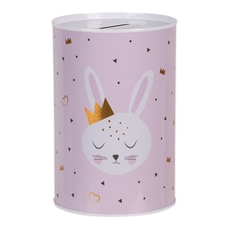 [6BL0164] Tirelire Rose Blanc Ø 10x15 cm