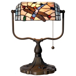 [5LL-1144] Lampe de table Tiffany Bleu, Marron 27x20x36 cm E27/max 1x60W