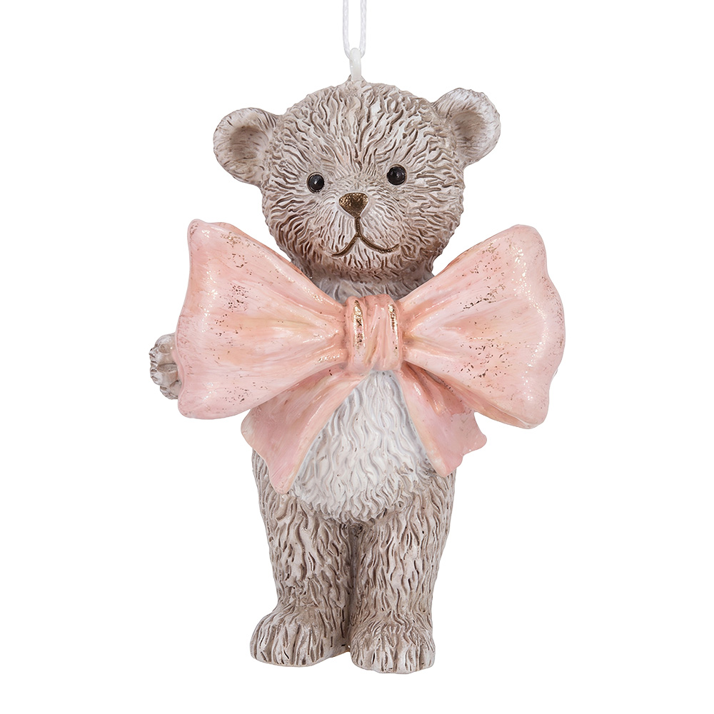 Decorative Hanger Bear Beige Pink 6x4x8 cm