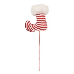 [6PF0028] Decorazione Natalizia Stivale Rosso Bianco 13x6x41 cm