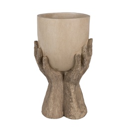 [6PR5061] Vaso Porta Pianta Beige 22x19x37 cm