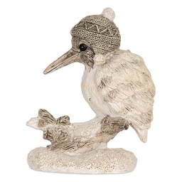 [6PR5926] Deko Vogel Beige Weiß 7x6x8 cm
