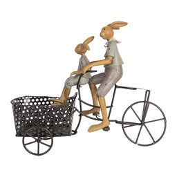[6PR5421] Decoratie konijn op fiets 28x12x23 cm