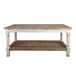 [5H0696W] Table Blanc Marron 180x70x85 cm