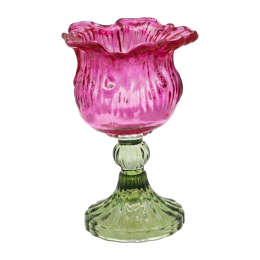 Glas Kerzenhalter Rosa Grün Ø 11x15 cm