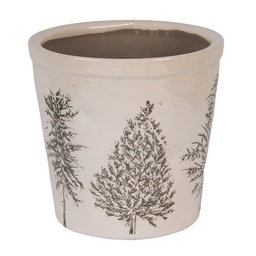 [6CENPT0001L] Vaso Porta Pianta Beige Verde Ø 17x16 cm