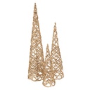 Decorazione cono con LED (set 3) Color oro Marrone Ø 20x80/16x60/13x40 cm / 6xAA