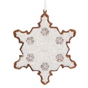 Clayre & Eef Weihnachtsanhänger Schneeflocke 9x1x10 cm Weiß Kunststoff