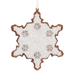 [6PR5351] Décoration pendante Flocon de neige Blanc Marron 9x1x10 cm