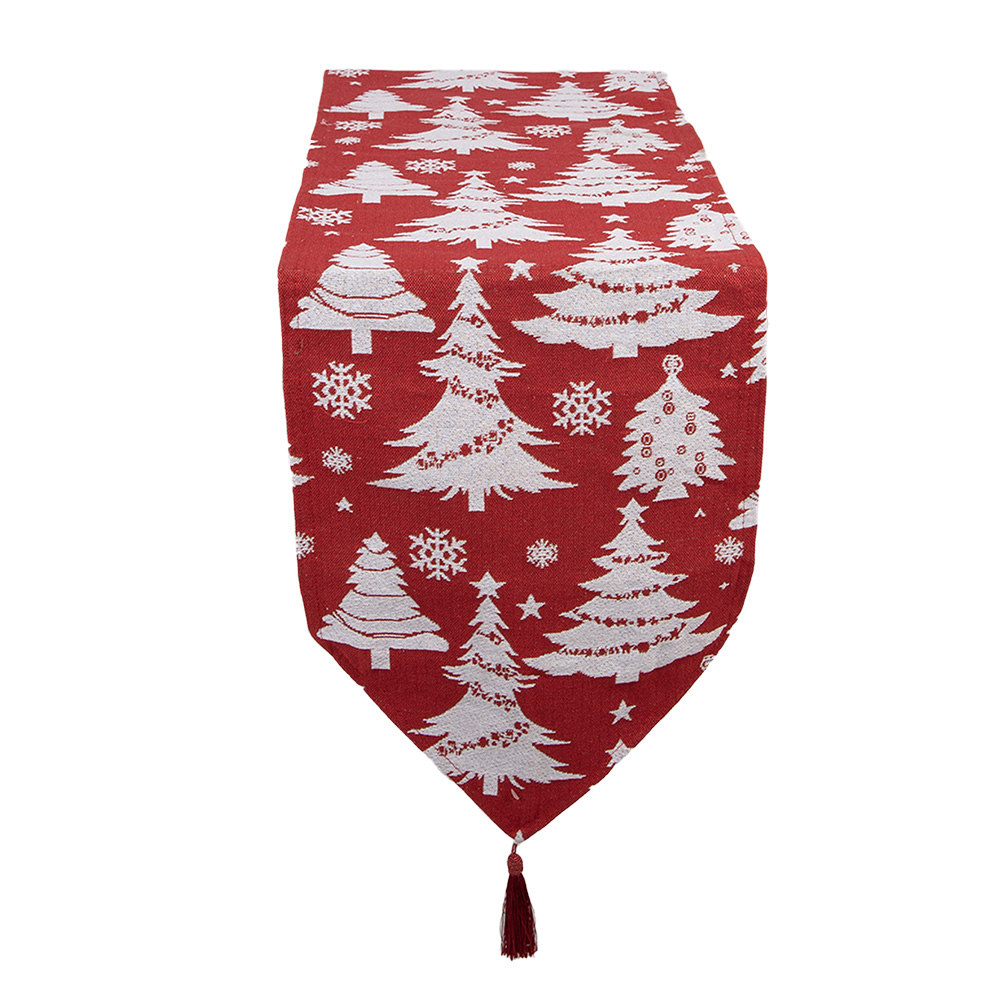 Table Runner Red White 33x180 cm