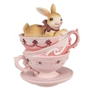 Decoration Statue Rabbit Brown Pink 9x7x10 cm