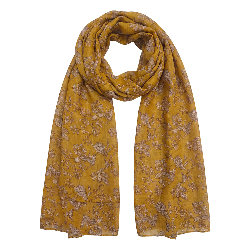 Foulard femme impirmée Jaune 85x180 cm