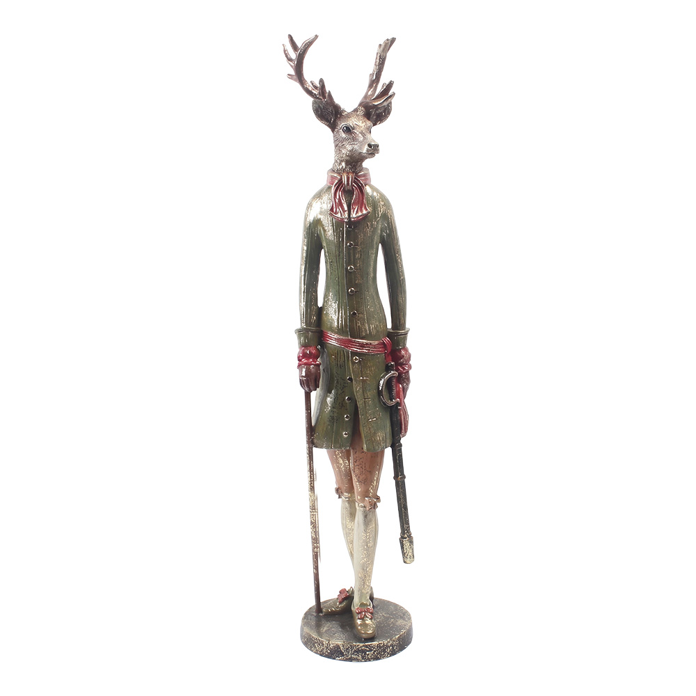 Decoration Deer Brown Green 16x16x80 cm