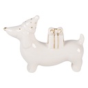 Dekoration Hund Weiß Goldfarbig 8x2x5 cm