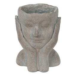 [6TE0410L] Vaso Porta Pianta Capo Grigio 16x16x22 cm