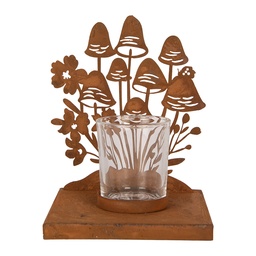 [6Y6100] Tealight Holder Mushrooms Brown 12x12x15 cm