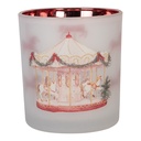Tealight holder White Red Ø 7x8 cm