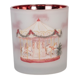 [6GL5470] Tealight holder White Red Ø 7x8 cm
