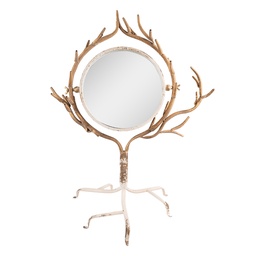[52S264] Miroir sur Pied Beige, Or 51x37x65 cm