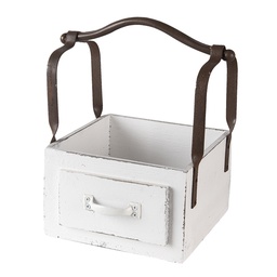 [6H1915W] Storage Basket White 24x19x28 cm
