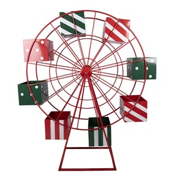[5Y1409] Decorazione Ruota panoramica Rosso Verde 137x50x160 cm