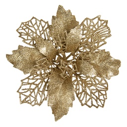 [65778GO] Décoration de Noël Fleur Couleur or Ø 22x5 cm