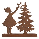 Weihnachtsdeko Kind mit Weihnachtsbaum Braun 14x5x14 cm