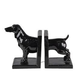 [6PR4623] Bookends Set of 2 Dog Black 25x9x15 cm