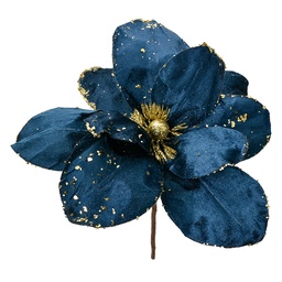 [66158] Decorazione Natale Fiore Blu Color oro Ø 25x25 cm